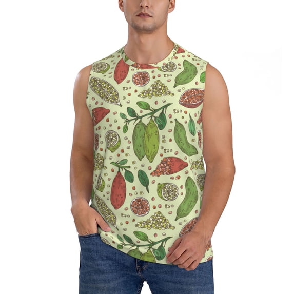 Pofeuu Finger Lime Fruits Print Men's Muscle T-Shirt, Sleeveless, Muscle Tank, Classic Muscle Tee Top For Men Casual Sleeveless Muscle T-Shirt Trendy Clothes-3X-Large