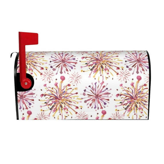 Pofeuu Fireworks Print Mailbox Covers Letterbox Cover Mailbox Wrap for Home Garden Yard Outdoor Decor -25.5x21 in
