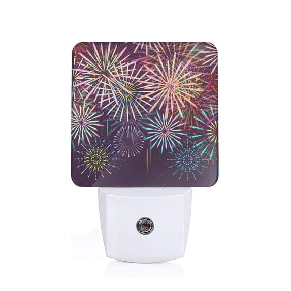 Pofeuu Fireworks2 Print Night Lights Plug into Wall with Dusk-to-Dawn Light Sensor, LED Nightlight for Bathroom, Adult, Hallway-UK