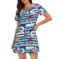 thumbnail image 1 of Pofeuu Fish And Shark Print Women's Loose Fit Short Sleeve Nightgown, Comfortable Sleep Dress for Women, Casual Lounge Sleepwear, Soft Cotton Sleep Dress, 1 of 6