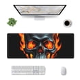 thumbnail image 1 of Pofeuu Flame Metal Skull Print Desk Mat for Keyboard and Mouse，Computer Desk Matt for Desktop，Large Mouse Pad for Desk，Desk Pads on Top of Desks 12x31.5in, 1 of 8