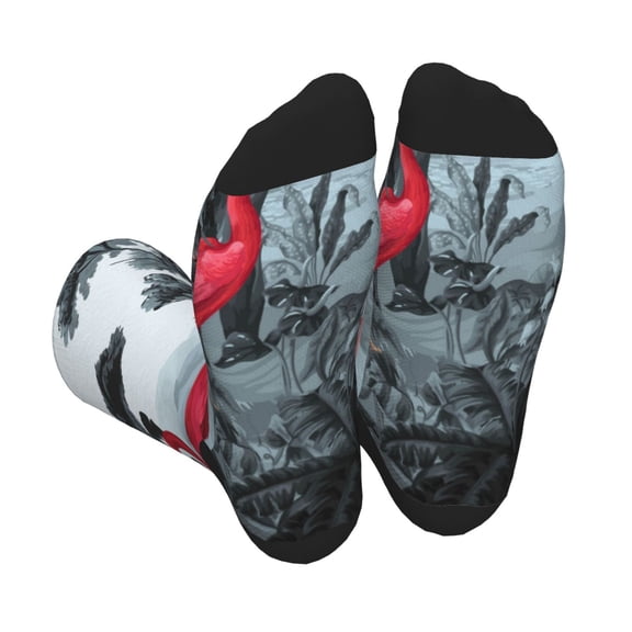 Pofeuu Flamingo On The Jungle Print Crew Socks, Adult Running Hiking Socks for Youth and Adult