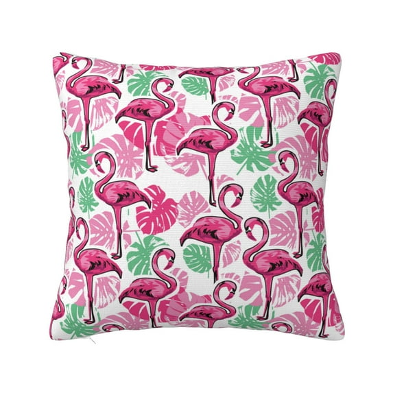 Pofeuu Flamingo Print Double-sided plush pillowcase Square Throw Pillow Covers Pillows Cover for Living Room Bedroom Sofa Couch Cushion Cover(No pillow core)-16"x16"