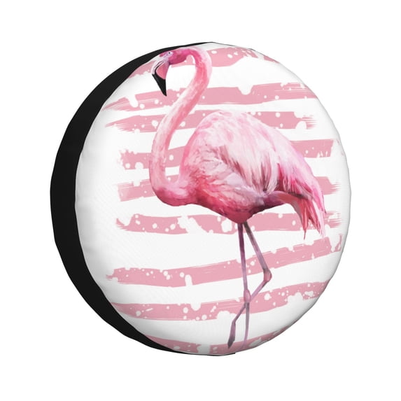 Pofeuu Flamingo Print Spare Tire Wheel Cover for Car Truck SUV Camper Universal Fit Spare Tire Cover RV Spare Tire Covers-17 inch