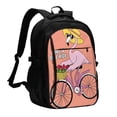 thumbnail image 1 of Pofeuu Flamingo Riding a Bicycle Print Storage Laptop Backpack with USB Charging Port[Water Resistant] College Computer Bookbag Fits, 1 of 7