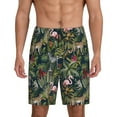 thumbnail image 1 of Pofeuu Flamingos And Palm Leaves Print Men's Soft Woven Elastic Waistband Sleep Pajama Short-Large, 1 of 6