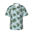 thumbnail image 1 of Pofeuu Flamingos And Palms Print Hawaiian Shirt for Men Sleeves Casual Button Down Summer Beach Dress Shirts T-Shirts,Medium, 1 of 7