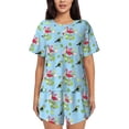 thumbnail image 1 of Pofeuu Flamingos And Tropical Plants Print Women's Pajama Set Short/Shorts Soft Button PJs Elastic Drawstring Waist Sleepwear-XX-Large, 1 of 6
