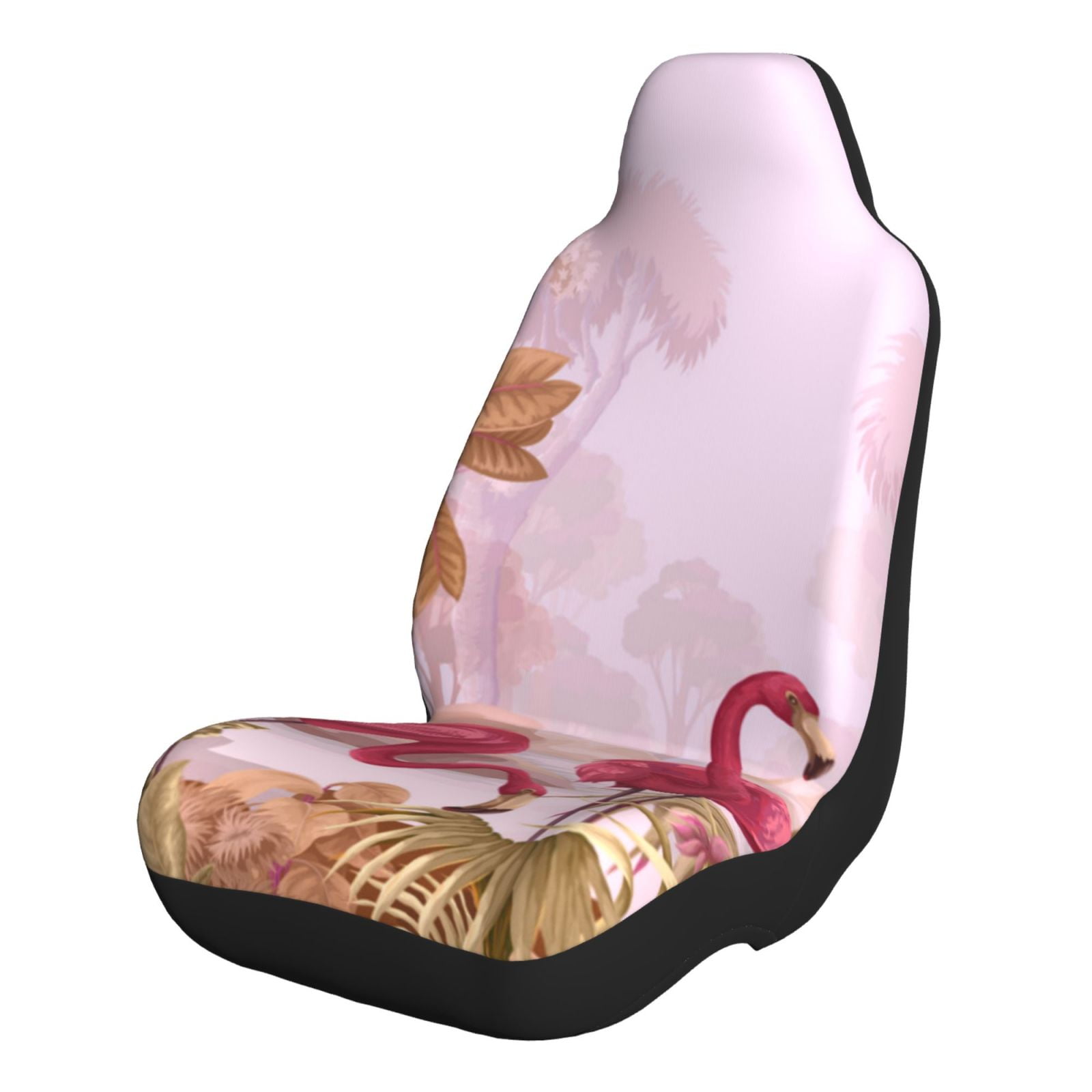 Pofeuu Flamingos In The Tropical Forest Print Automotive Car Seat Covers Flat Cloth Full Set 