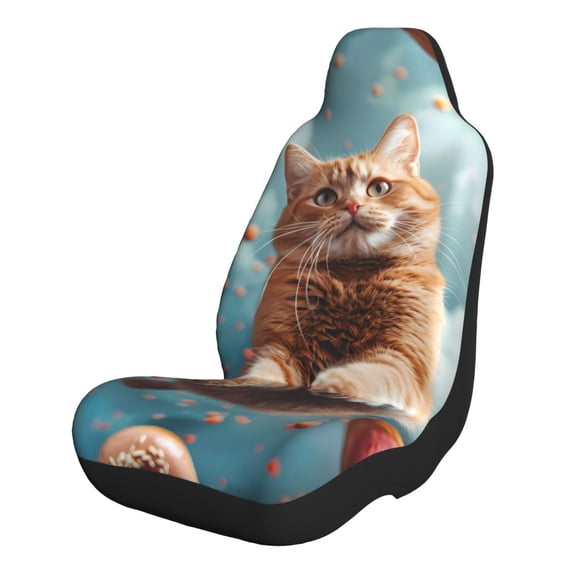 Pofeuu Floating Cat And Donuts Print Automotive Car Seat Covers Flat Cloth Full Set Seat Covers,Car Seat Covers front seats for Cars Trucks and SUVs-1