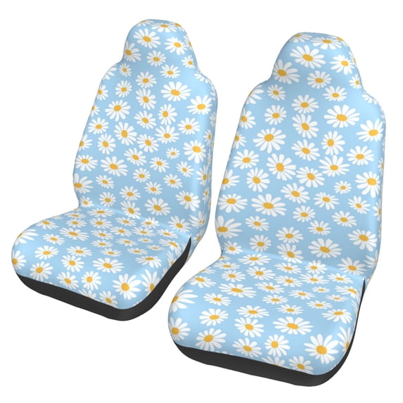 Pofeuu Floral Daisy Print Automotive Car Seat Covers Flat Cloth Full Set Seat Covers,Car Seat Covers front seats for Cars Trucks and SUVs(Two packs)