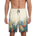 thumbnail image 1 of Pofeuu Floral Mountain Landscape Print Men's Soft Woven Elastic Waistband Sleep Pajama Short-Small, 1 of 6