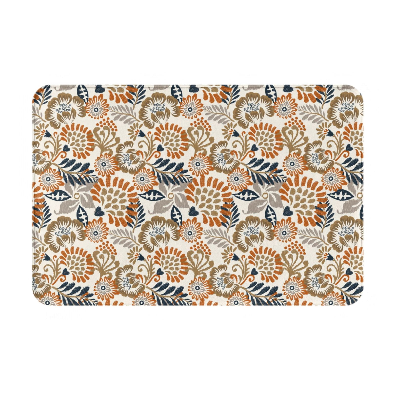 Pofeuu Floral Paisley Print Flannel Doormats Rug16
