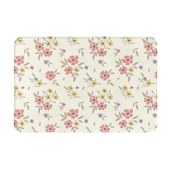 Pofeuu Floral Print Flannel Doormats Rug16"x24"Rug Washable Doormats Indoor Outdoor Rugs for Layered Front Door Mats, Porch, Kitchen, Entryway