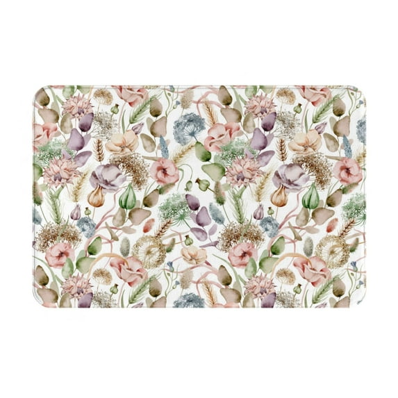 Pofeuu Floral Print Flannel Doormats Rug16"x24"Rug Washable Doormats Indoor Outdoor Rugs for Layered Front Door Mats, Porch, Kitchen, Entryway