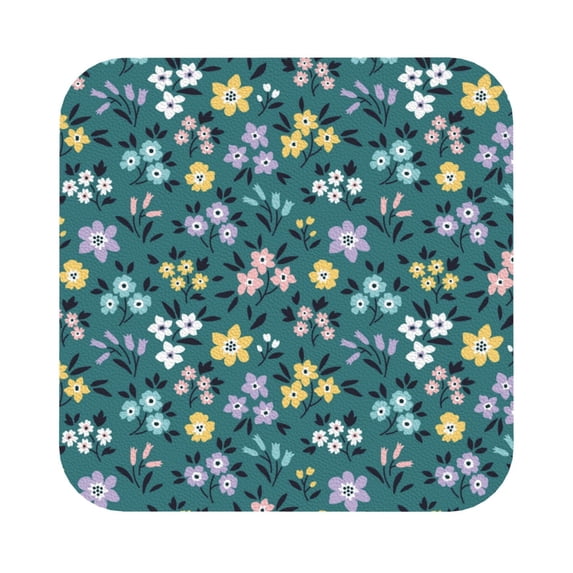 Pofeuu Floral Print Leather Coasters Set of 6, Round Cups Mugs Mat Pad for Home Kitchen Heat Resistant Drink Coasters,Square