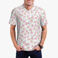 thumbnail image 1 of Pofeuu Floral Print Men's Loose Fit Midweight Short-Sleeve Pocket Polo-Small, 1 of 6