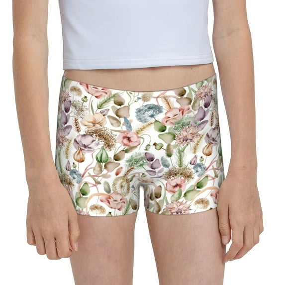 Pofeuu Floral Print Soft Cotton Girls Boyshort panties Toddler Underwear-Small