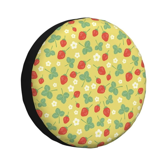 Pofeuu Floral Strawberr Print Spare Tire Wheel Cover for Car Truck SUV Camper Universal Fit Spare Tire Cover RV Spare Tire Covers-16 inch