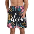 thumbnail image 1 of Pofeuu Floral Welcome Sign Prin Men's Swim Trunks Quick Dry Bathing Suit Swimming Board Shorts Mesh Lining Beach Swimwear-3X-Large, 1 of 6