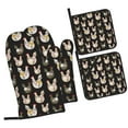 thumbnail image 1 of Pofeuu Flowe Rooster Print Oven Mitts and Pot Holders 4 pcs Set,High Heat Resistant 500 Degree Extra Thicken Long Kitchen Cotton Oven Glove for Cooking, 1 of 6