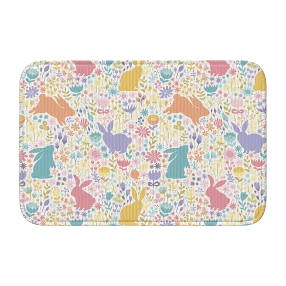 Pofeuu Flower Color Rabbit Print Hem Mat 40x60 - Multipurpose Doormat for Indoor & Outdoor Use - Welcome Your Guests with our Entrance Mat