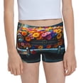 thumbnail image 1 of Pofeuu Flower Covered Vintage Car Print Soft Cotton Girls Boyshort panties Toddler Underwear-X-Small, 1 of 5