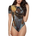 thumbnail image 1 of Pofeuu Flower Field Cute Bulldog Print Short Sleeve Body Suits Women Round Neck Bodysuits for Women Onesie Adult Set Body Suit-Medium, 1 of 7