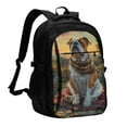 thumbnail image 1 of Pofeuu Flower Field Cute Bulldog Print Storage Laptop Backpack with USB Charging Port[Water Resistant] College Computer Bookbag Fits, 1 of 7