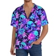thumbnail image 1 of Pofeuu Flower Happy Skull Print Mens Casual Short Sleeve Shirts Beach Summer Spread Collar Pocket Tops Men's Casual Short-sleeved Shirt-Small, 1 of 5