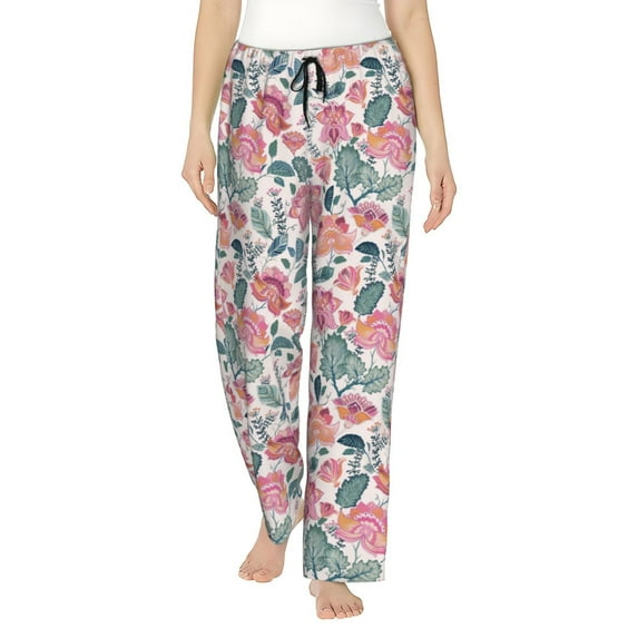 Pofeuu Flower Leaves Print Women's Fashion Pajama Pants with Pockets Comfy Drawstring Sleep Lounge Bottoms-X-Large