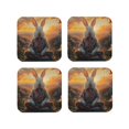 thumbnail image 1 of Pofeuu Flower Meditating Rabbit Print Coasters for Drinks, 4Pack PU Leather Coasters, Bar Drink Coasters for Tabletop Protection, Furniture from Damage-Square, 1 of 6