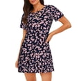 thumbnail image 1 of Pofeuu Flower Print Women's Loose Fit Short Sleeve Nightgown, Comfortable Sleep Dress for Women, Casual Lounge Sleepwear, Soft Cotton Sleep Dress, 1 of 6