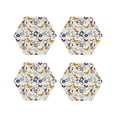 thumbnail image 1 of Pofeuu Flowers Butterfly Print Coasters for Drinks, 4Pack PU Leather Coasters, Bar Drink Coasters for Tabletop Protection, Furniture from Damage-Hexagon, 1 of 6