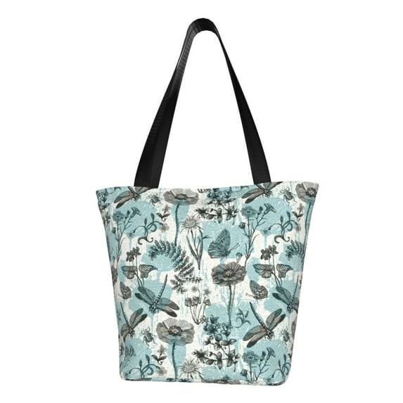 Pofeuu Flowers In Vintage Print Women Fashion Shoulder Handbags Top Handle Satchel Bags Tote Shoulder Shopping Bag Stylish Canvas Tote Bag