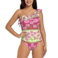 thumbnail image 1 of Pofeuu Flowers Print Women's One Piece Swimsuits One Shoulder Swimwear Asymmetric Ruffle Monokinis Bathing Suits-XX-Large, 1 of 6