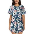 thumbnail image 1 of Pofeuu Flowers Print Women's Pajama Set Short/Shorts Soft Button PJs Elastic Drawstring Waist Sleepwear-Medium, 1 of 6