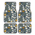 thumbnail image 1 of Pofeuu Flowers and Bee Print Car Foot Mat Set of 4 Pieces - All-Weather Full Set Floor Mats for Cars Trucks SUVs, 1 of 7