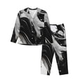 thumbnail image 1 of Pofeuu Fluid Black White Paint Swirls Print Womens Pajamas Set Long Sleeve Sleepwear Button Down Nightwear Soft Pj Lounge Sets Button Down Pajamas Women-Small, 1 of 7
