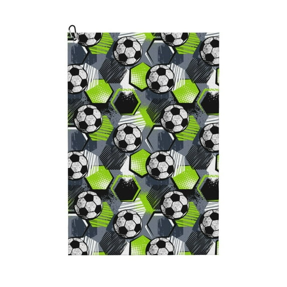 Pofeuu Football Print Premium Golf Towel with Carabiner Clip Absorbent Microfiber Waffle Pattern Golf Towel for Golf Bag Trolly Belt Loop