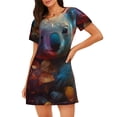 thumbnail image 1 of Pofeuu Forest Koala Print Women's Loose Fit Short Sleeve Nightgown, Comfortable Sleep Dress for Women, Casual Lounge Sleepwear, Soft Cotton Sleep Dress, 1 of 6