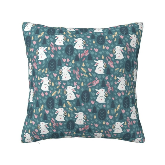 Pofeuu Forest Rabbit Print Double-sided plush pillowcase Square Throw Pillow Covers Pillows Cover for Living Room Bedroom Sofa Couch Cushion Cover(No pillow core)-22"x22"