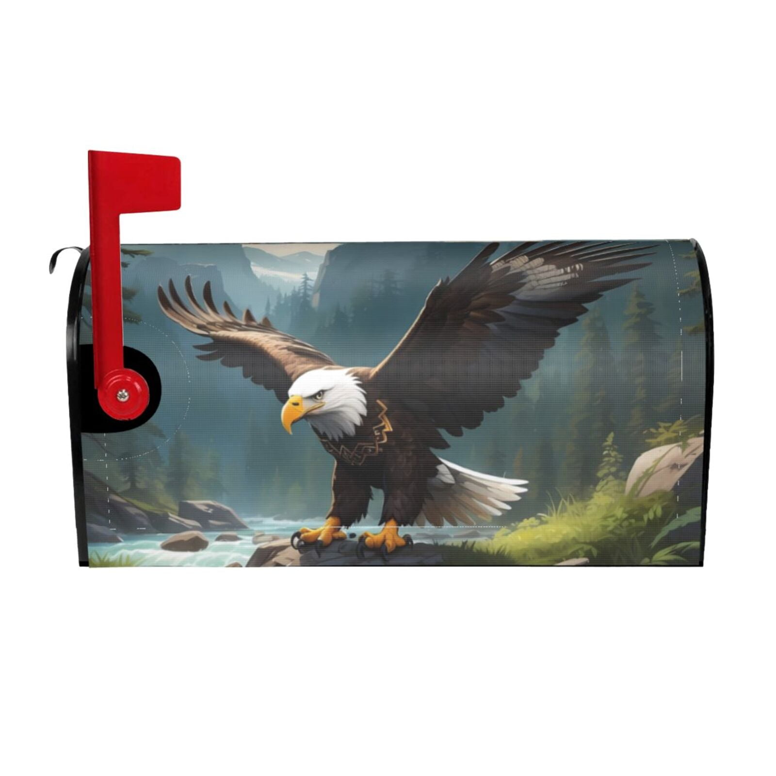 Pofeuu Forest River Bald Eagle Print Mailbox Covers Letterbox Cover