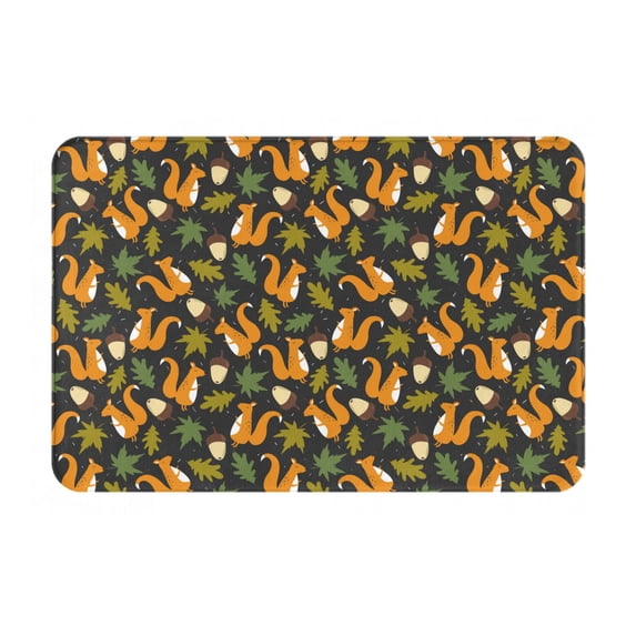 Pofeuu Forest Squirrel Print Flannel Doormats Rug16"x24"Rug Washable Doormats Indoor Outdoor Rugs for Layered Front Door Mats, Porch, Kitchen, Entryway