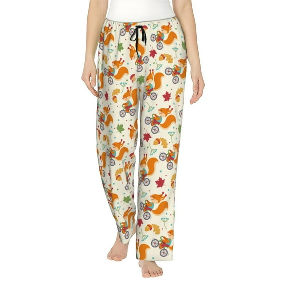 Pofeuu Forest Squirrel Print Women's Fashion Pajama Pants with Pockets Comfy Drawstring Sleep Lounge Bottoms-Large