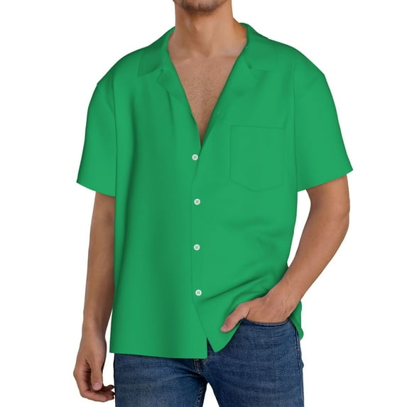 Pofeuu Forestgreen Print Mens Casual Short Sleeve Shirts Beach Summer Spread Collar Pocket Tops Men's Casual Short-sleeved Shirt-4X-Large