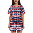 thumbnail image 1 of Pofeuu Fourth Of July Print Women's Pajama Set Short/Shorts Soft Button PJs Elastic Drawstring Waist Sleepwear-Large, 1 of 6