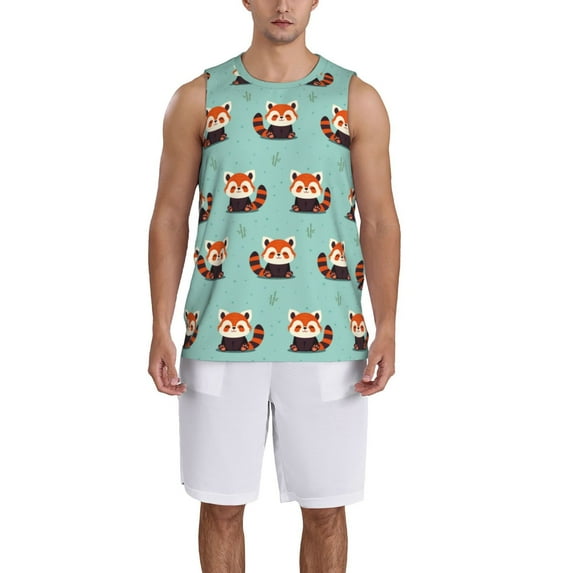 Pofeuu Fox Print Basketball Jersey, Shirts for Men Youth Basketball Jersey Crew Neck-XX-Large