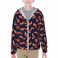 thumbnail image 1 of Pofeuu Foxes In Different Poses Print Kids Active Zipper Sun Protection Jacket Boys Girls Hooded Cooling Shirt Pockets Fishing Running Outdoor-Small, 1 of 7