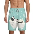 thumbnail image 1 of Pofeuu French Bulldog Taking a Bath Print Men's Soft Woven Elastic Waistband Sleep Pajama Short-3X-Large, 1 of 6